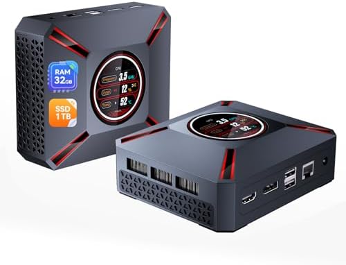 Mini Gaming PC,LED Display Core i9-12900HK (up to 5.0GHz), 32GB RAM, 1TB SSD, Windows 11 Pro, 8K DP & 4K HDMI Wi-Fi 6 & BT5.2, High Performance Desktop Mini Tower Computer for Gaming & Productivity