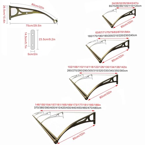 Toldo curvo para ventana con bloqueo de rayos UV y panel impermeable contra la lluvia 5
