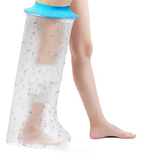 Divvsck Waterproof Leg Cast Cover for Shower Bath, Adult Full Leg Cast Shower Protector, Watertight Seal Cast Cover Leg for Knee Foot Ankle, No Mark on Skin Reusable (Adult Long)
