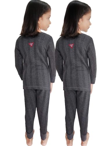 Image of HAP Girls Thermal Full Sleeves Set :Top & Pajama Set | Dark Grey | Winter Inners (Pack of 2 Set)