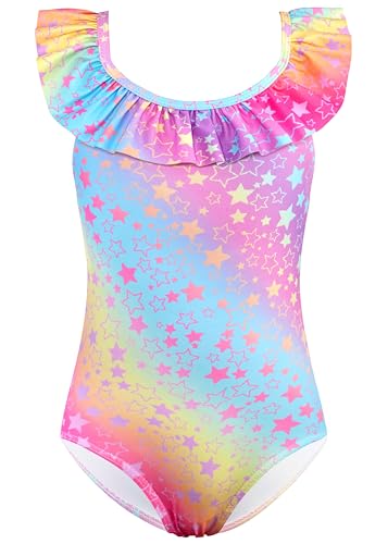 XiaoMoSha Girls Swimming Costume One Piece Swimsuit with Adjustable Straps Breathable Quick Dry Beach Swimwear, HotStars, 3-4 Years