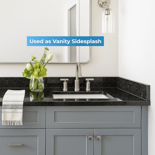 Image of Bathroom Vanity Sink Backsplash /Sidesplash (Absolute Black Granite, 4 inch x 48 inch)