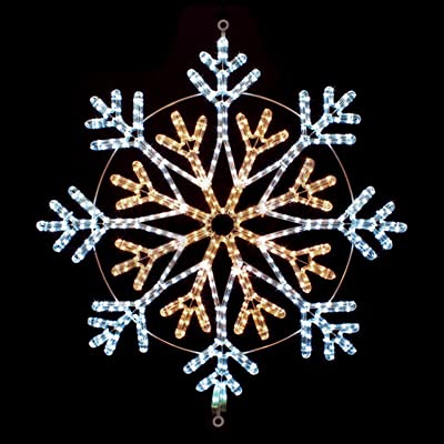 ElectricArt 36 Inch Cool White and Warm White LED Rope Light Snowflake Motif