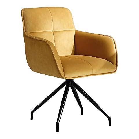 jiexi Comfortable Desk Chair, Fabric Work Chair 360° Swivel Armchair, Ergonomic Computer Chair, Thicker Bucket Seat, Light Luxury for Home Study (Orange/Gold) Cover