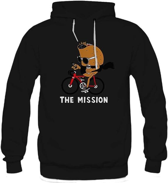 Tacos Mission Print on Black Pullover Hoodie