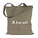 Produktbild JUNIWORDS Jutebeutel, Wähle ein Motiv & Farbe, Ik kan net! (Beutel: Khaki, Text: Weiß)