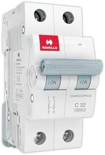 Havells 32A MCB DP C Curve 2P (Double Pole) (DHMGCDPF0320001) (44.5 x 40.8 x 24 Centimeters) (White)