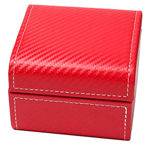 Ronlok Caja de Almacenamiento de Reloj Cuadrada de una Sola Ranura Estuche de Muestra de Organizador de Joyas de Piel SintéTica, Roja