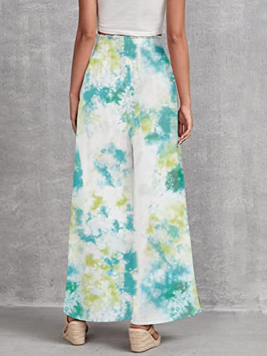Image of Leriya Fashion Womens Mid Rise Tie-Dye Loose Fit Flared Wide Leg Palazzo Pants | Relaxed Pants | Bottom
