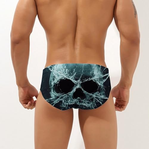 Skull Broken Glass Mens Swim Briefs Bikini Sexy Low Rise Trunks Swimsuit Bathing Suit Beach2