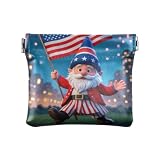 Amooorous 4th Of July Independence Day Cartoon Cute Red Dwarf Donna Piccolo Portafoglio in Pelle Portamonete Portafoglio unico Mini Borsa Portafoglio per Uomo Donna Viaggio, 4 luglio giorno