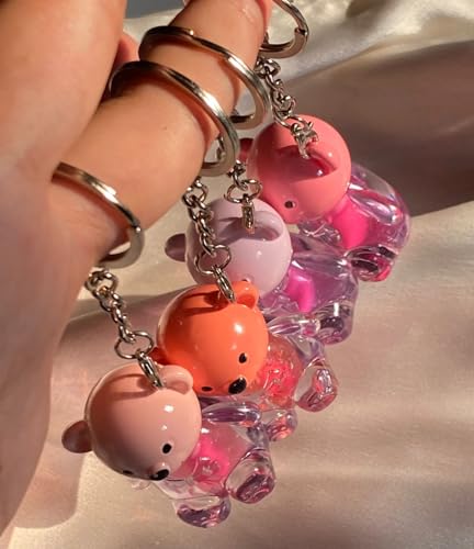 Image of Cute Teddy shape Lipgloss for girls lip balm korean Key chain Bear lipgloss pink shiny lips waterproof long lasting liquid glitter lipgloss for women (pack of 1)