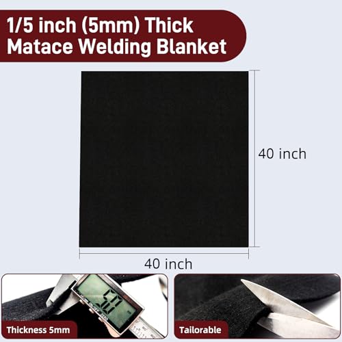 Image of Large 40x40Inch Welding Blanket Pad Fireproof Flame Retardant Fabric for Stove Wick | 5mm Thick Carbon Felt Heat Resistant Mat for Industrial, Smoker, Soldering, Firepit, Grill & Welding Applications
