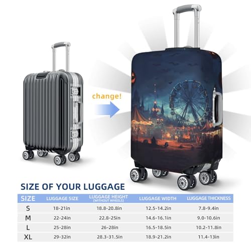 Halloween Pumpkin Amusement Park Travel Luggage Covers - Elasticity Suitcase Covers Protector for Luggage 18-32 Inch2