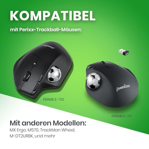 Image of Perixx PERIPRO-303X2F 1.34 Inches Sports Trackball - Fun Novelty Baseball and Soccer Design - Compatible for M570, M575, PERIMICE-517 /520 /717 /720, and Other 1.34inches Trackball Mouse
