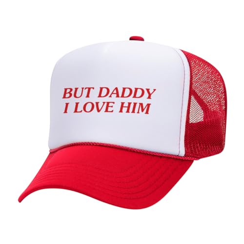 But Daddy I Love Him Foam Trucker Cap Adjustable Mesh Back Hat White/Red