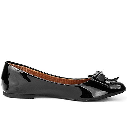 Sapatilhas SapatoFran Bico Fino Enfeite com Laço Feminina (37, PRETO)
