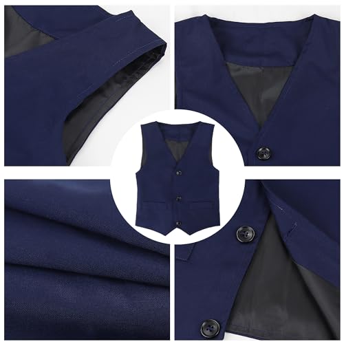 Image of Baby Boys Gentleman Suits 4 PCS Kids Formal Wedding Tuxedo Outfits Long Sleeve Shirt with Bow Tie+Vest+Pants Set