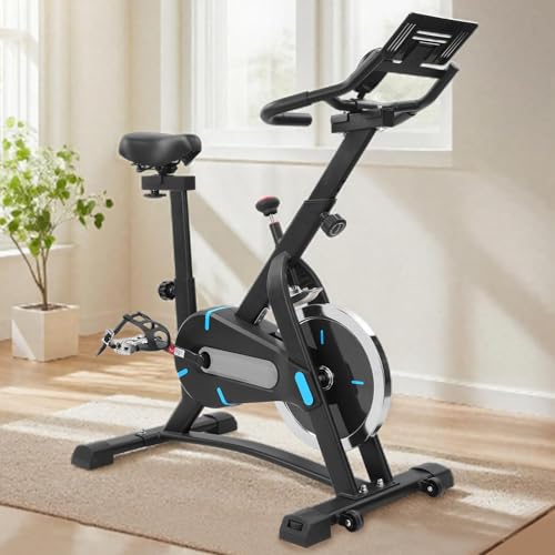 Bicicleta Ergométrica Spinning para Casa, Silenciosa, Roda de Inércia de 5kg, Ajuste de Resistência, Monitor Digital, Suporte para Celular, até 120kg - 1