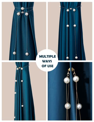 Sunvfafa 2 Pack Pearl Magnetic Curtain Tiebacks For Drapes, Elegant Tie Backs For Curtains Home Decorative, Adjustable Modern Bling Bead Drapery Holdbacks For Blackout Sheer Window Treatment (Silver) #TOP2