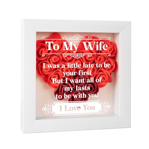 Valentines Gifts for Wife - Forever Rose Shadow Box, Wedding Anniversary Roses Gifts for Wife, Christmas Valentine's Day Birthday Gifts for Wife from Husband