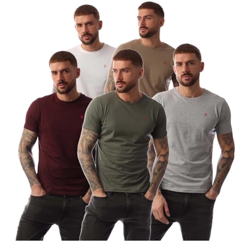Farah Men's Wardlow 5 Pack Lounge T-Shirts in Grey
