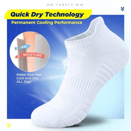 Image of TANSTC Athletic Running Ankle Socks,6Pairs Cushioned Low Cut Anti-Blister Tab Sports Sock Men Women
