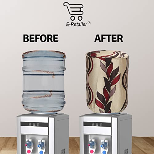 Image of Polyester Water Dispenser Bottle Cover With Adjustable Elastic Closure And Water Level Indication For 20 Ltr. (Color- Maroon Ethnic, Size-17x11 Inches)