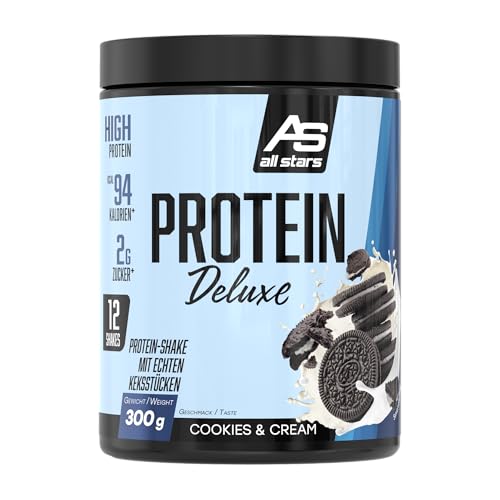 ALL STARS Protein Deluxe Whey Protein Pulver 300g Cookies and Cream mit Keksstücken - Leckerer Protein Shake mit ca. 69% Eiweiß, 4 hochwertige Protein-Komponenten