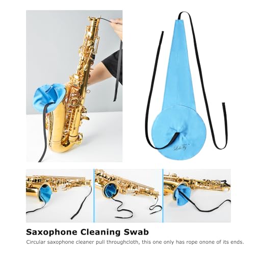 Alto/Tenor/Soprano Saxophone Cleaning Swab Kit,Clarinet Flute Trumpet Cleaning Kit with Case for Wind & Woodwind Instruments, Combo Including Sax Cleaning Microfiber Cloth,Mouthpiece Brush,Gloves - Thumbnail 2