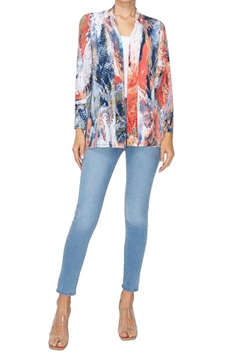 SEA & ANCHOR Made in USA Women's Stretchy Wrinkle Resistant 3/4 Sleeve Cardigan Jacket Missy Plus Size 90342