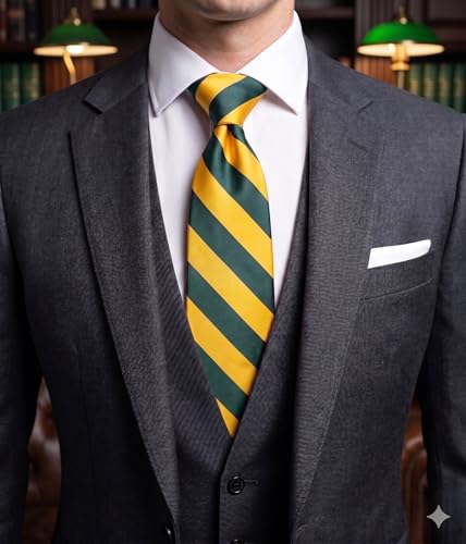 Image of NYFASHION101 Men's Classic Striped Necktie - Premium Woven Two-Tone Tie for Weddings, Graduation, Business & School Colors