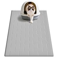 Pieviev Tappetino Lettiera Gatto Silicone, 86x56cm Tappeto Lettiera Gatto, Impermeabile e Antiscivolo, XL Grande Cat Litter Mat per Raccogliere la Sabbia, Grigio Chiaro