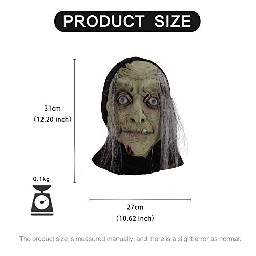 Molezu Halloween Witch Mask Scary Evil Costume Head Masks Creepy Adult Party Cosplay Props (Cyan) #TOP4