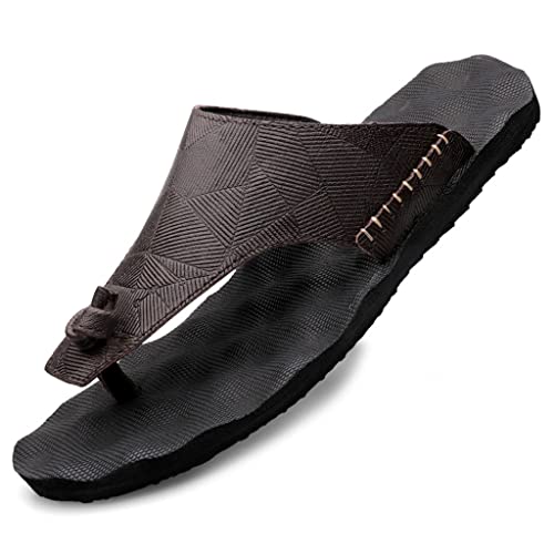 Outside Leather Flip Flops for Men Slippers Outdoor Light PU Soles Slipper Flip Flop(White-Patch Five-Pointed star4,7.5code)