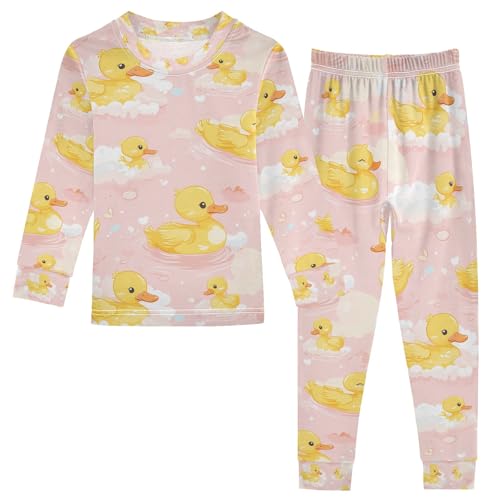 senya Yellow Duck with Cloud Pajamas Set Long Sleeve Soft Cotton Sleepwear 2 Piece