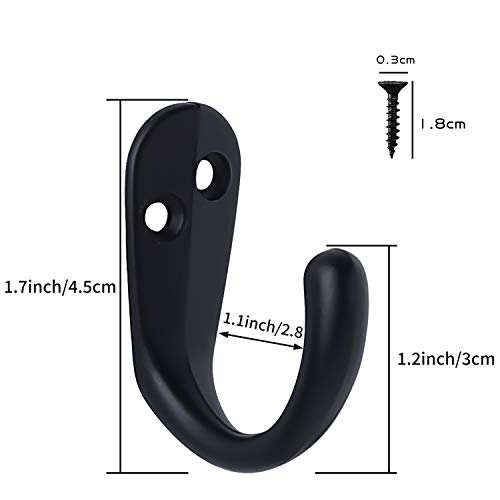 IBosins-15PCS-Coat-Hooks-Wall-Mounted-Single-Prong-Robe-Hook-for-Hanging-Towel-Hooks-with-30-Screws-for-Bags-Hat-Cap-Scarf-Cup-Black