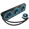 Computer Case Water Cooler - Rise Mode USA Gamer Aura Ice Black Black, ARGB, 360mm
