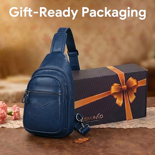 Image of Genuine Leather Sling Bag for Men and Women Crossbody Shoulder Bag Sling Backpack Chest Purse Carry on Casual Daypack | Genuine Leather