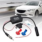 VEHIRIE 12V Car FM Radio Antenna Booster Signal Booster Amplifier Amp Reduce Noise, DIN Plug Connector Adapter for Truck SUV Car Stereo, Audio, Radio, Media, Head Unit Receiver