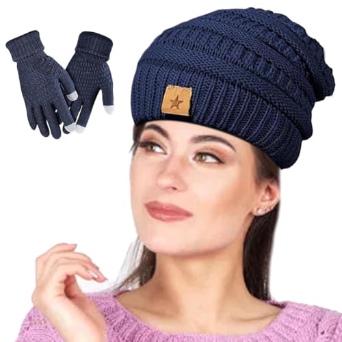 Gorro y guantes para mujer que cortan el viento helado en deportes de invierno