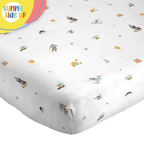 Image of Sunny Side Up Kids Sheet Set with Fitted, Flat Sheets & Pillow Cover - Ultra-Soft Bedding with Pillowcase for Room Decor, White - The Mandalorian, 4 Piece Full