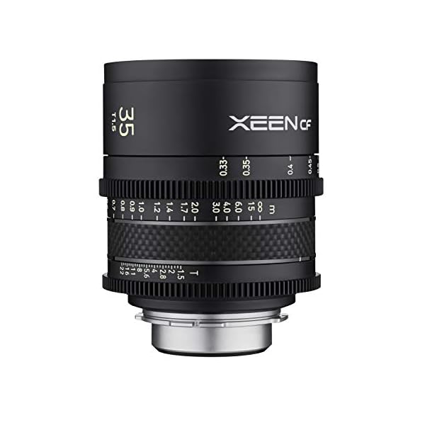 Rokinon Xeen CF 35 mm T1.5 Pro Cinema Weitwinkelobjektiv mit Kohlefaser-Konstruktion und Leuchtmarkierungen für Canon EF Mount, Schwarz, Mittelgröße (CFX35-C) – Bild 5