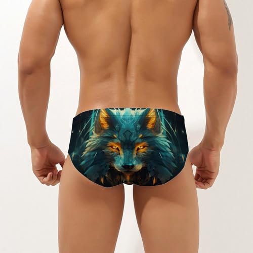 Wolf Face Head Wolf Mens Swim Briefs Quick Dry Swim Trunk Bikini Underwear Swimsuit2
