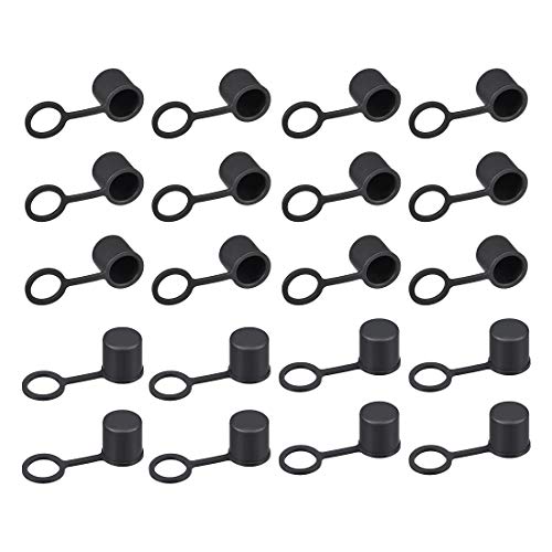 uxcell 20pcs BNC Silicone Protectors Cap Port Cover Anti Dust Black