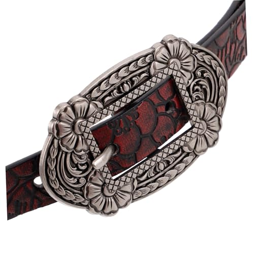 LIFKOME Western Vintage Flower Embossed Pu Waist Belt for Men Women Stylish Floral Pattern Accessory for Jeans3