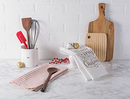 Image of DII Christmas Tea Towels Decorative Kitchen Dish Towel Set, 18x28, Merry Wishes, 2 Piece