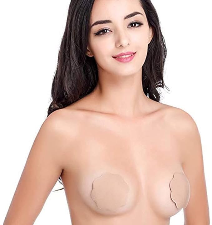Googlycart Reusable Nipple Pads, Silicone Nipple Cover Bra Pads, Multipurpose Sports Breast Lift Bra Boob Tape, Tape for Women Push Up & Lifting Body (Free Size) (Beige Colour) (Pack of 1)-image-25