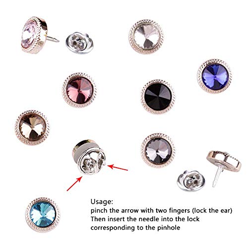 Joyci 10-Pack Women Shirt Brooch Buttons Lapel Pins Novelty Suit Vest Safety Buckle Metal Tie Tacks Pin Back Clutch thumb #5