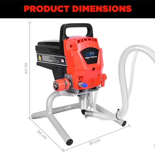 Image of Gigawatts AP8628 Airless Paint Sprayer with Powerful 1000W Motor Max Pressure 22.7MPa /3300PSI 15m High-Pressure Hose 2.2L /min Flow Rate for House Interior Exterior Wall Furniture